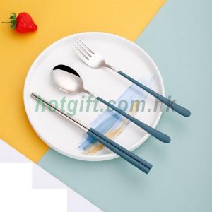 限塑禮品便攜翻蓋式餐具三件套
