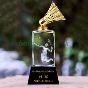 羽毛球水晶獎盃